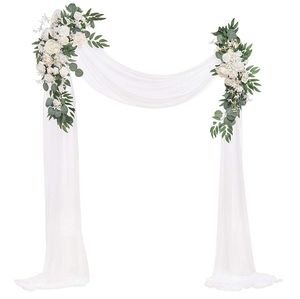 New Artificial Flower Arch Decor with Sheer Drape